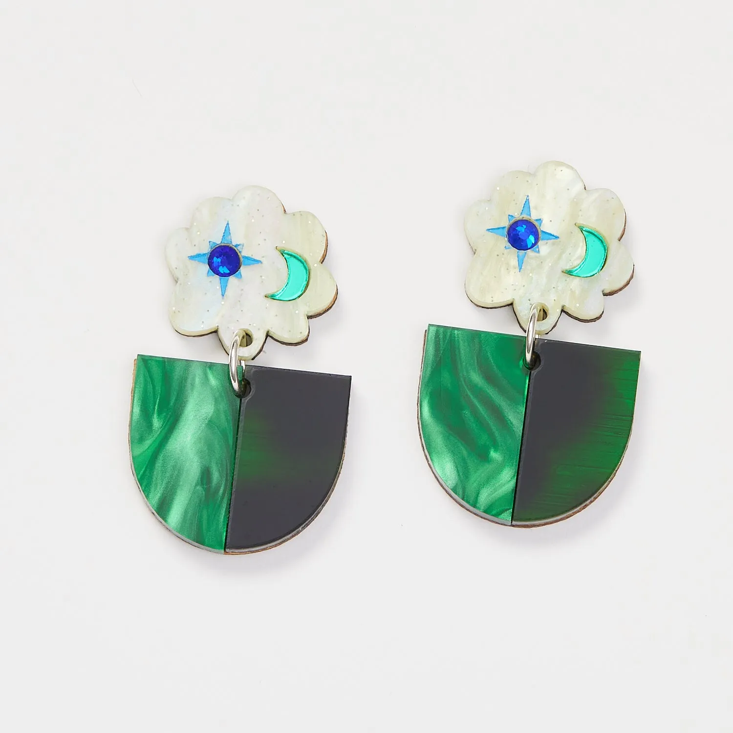 Celeste Earrings - Lime / Tortoise Green