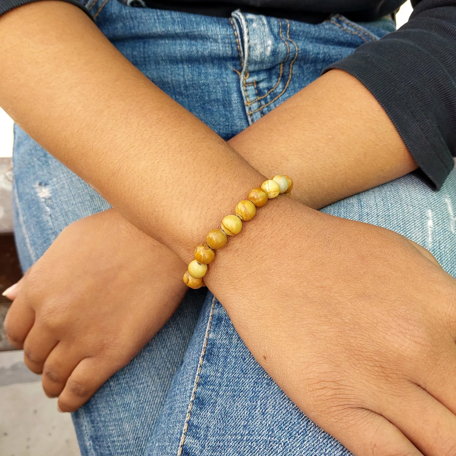 Certified Wood Jasper 8mm Natural Stone Bracelet