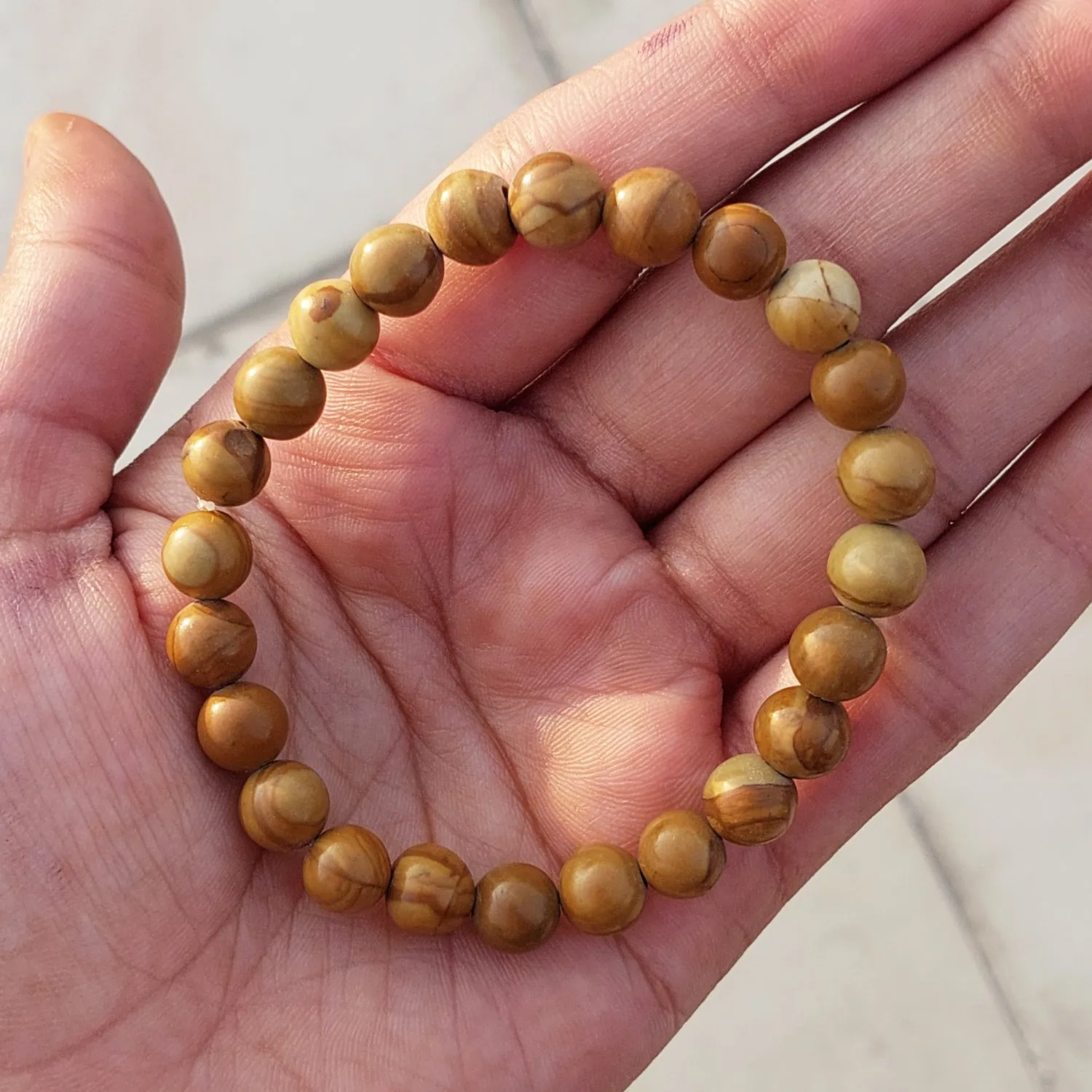 Certified Wood Jasper 8mm Natural Stone Bracelet