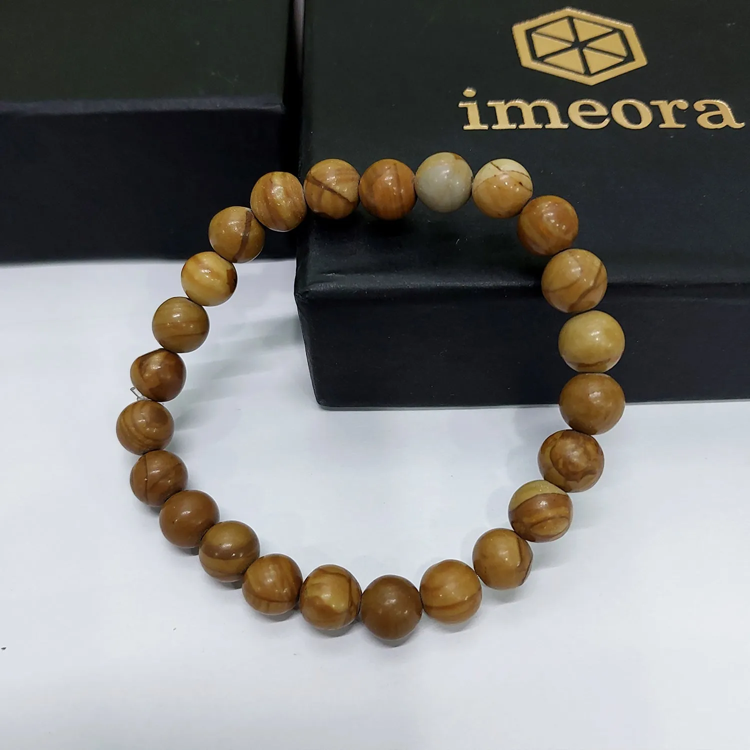 Certified Wood Jasper 8mm Natural Stone Bracelet