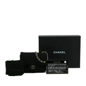 Chanel Flap Chain Belt Bag Mini Black Jersey Gold