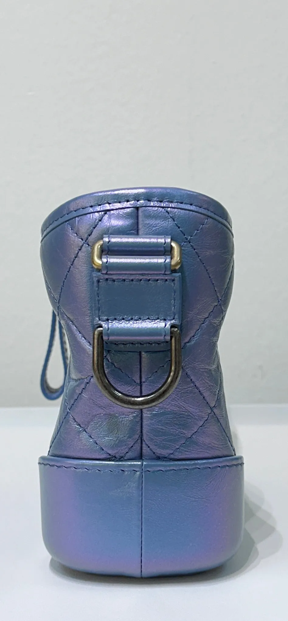 CHANEL Iridescent Aged Calfskin Quilted Small Gabrielle Hobo Blue