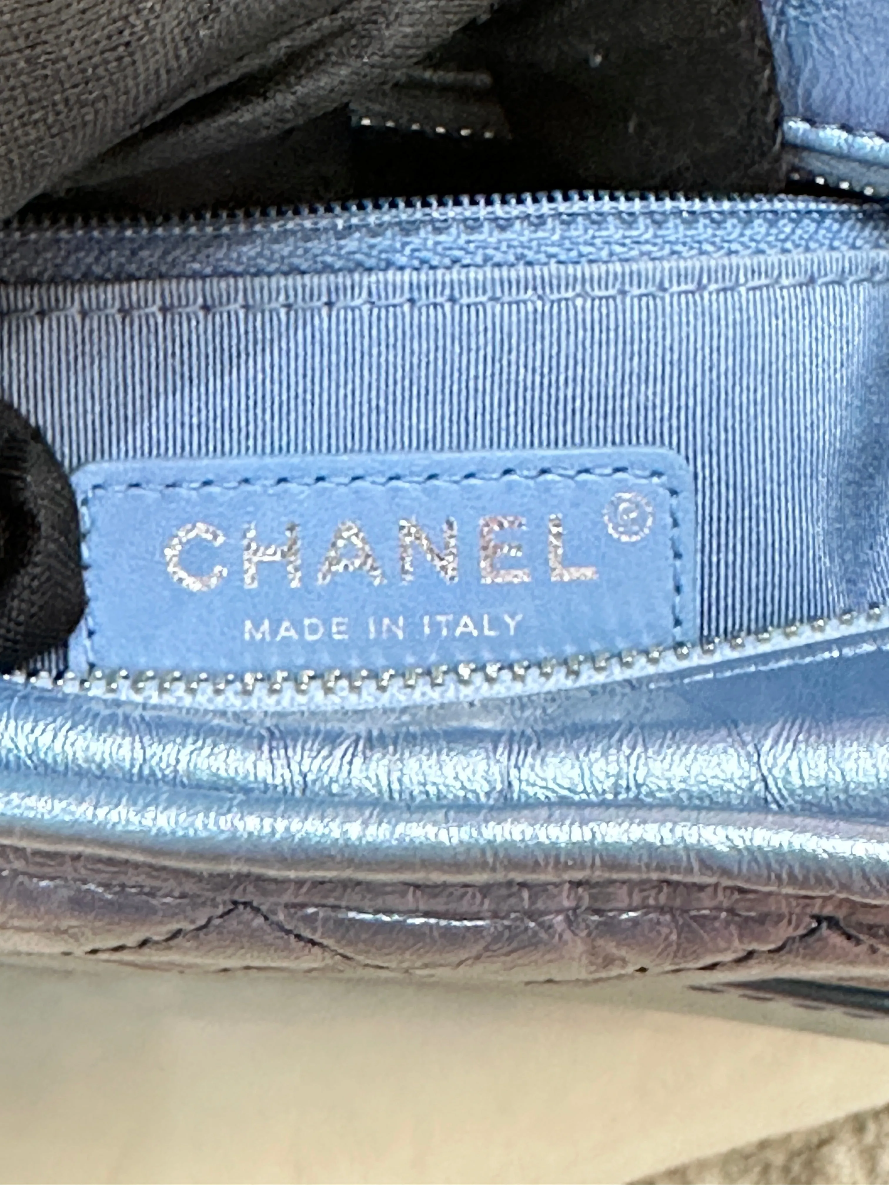 CHANEL Iridescent Aged Calfskin Quilted Small Gabrielle Hobo Blue