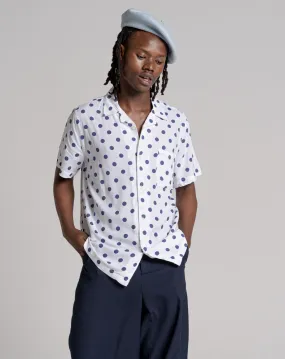 CIRCLE UNISEX POLKA DOT PRINT SHIRT | WHITE