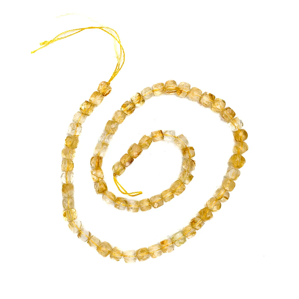 Citrine Faceted 6mm Cubes Bead Strand