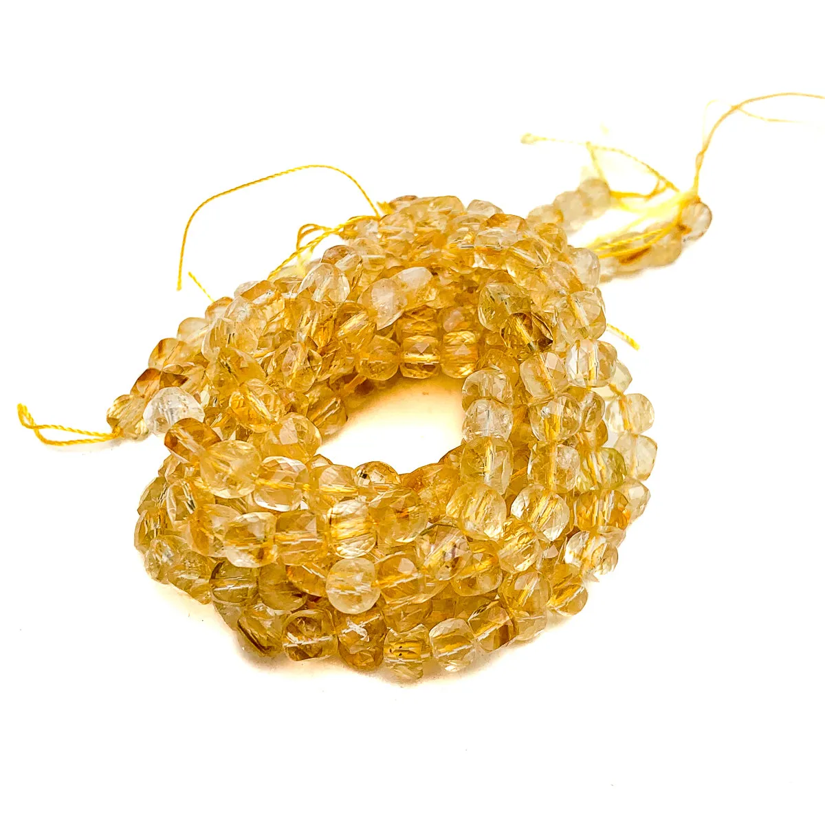 Citrine Faceted 6mm Cubes Bead Strand