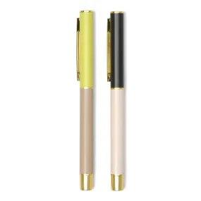 Color Block Pens - Set Of 2 - Off White   Taupe