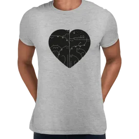 CUTE Cats Lovers Minimal Heart Shape Animal Unisex Crew Neck t shirt