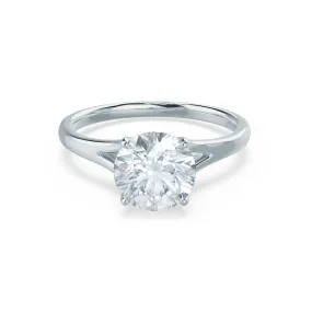 DAHLIA - Round Moissanite 950 Platinum Split Shank Solitaire Ring