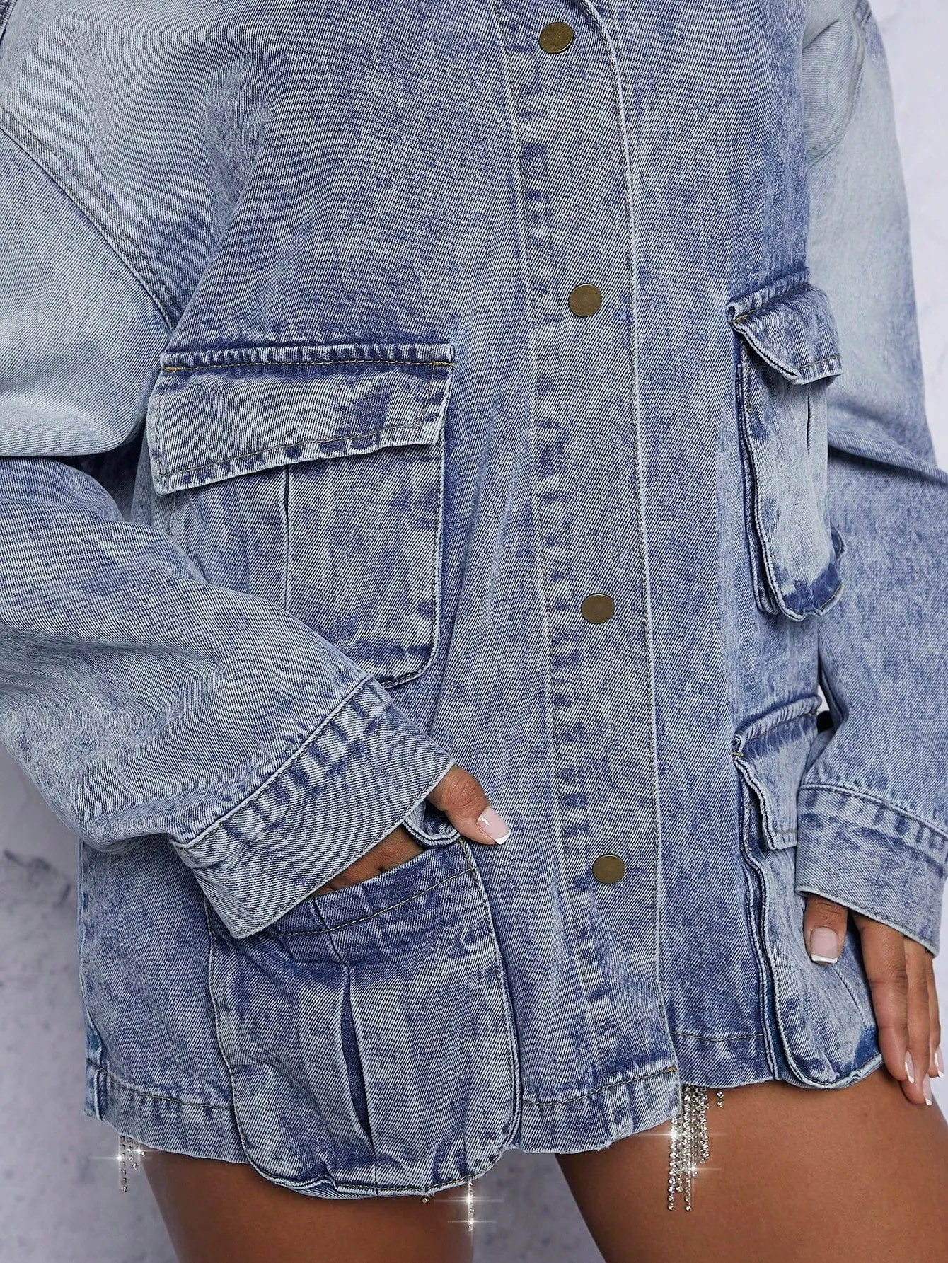 Denim Long Sleeve Pocket Jacket