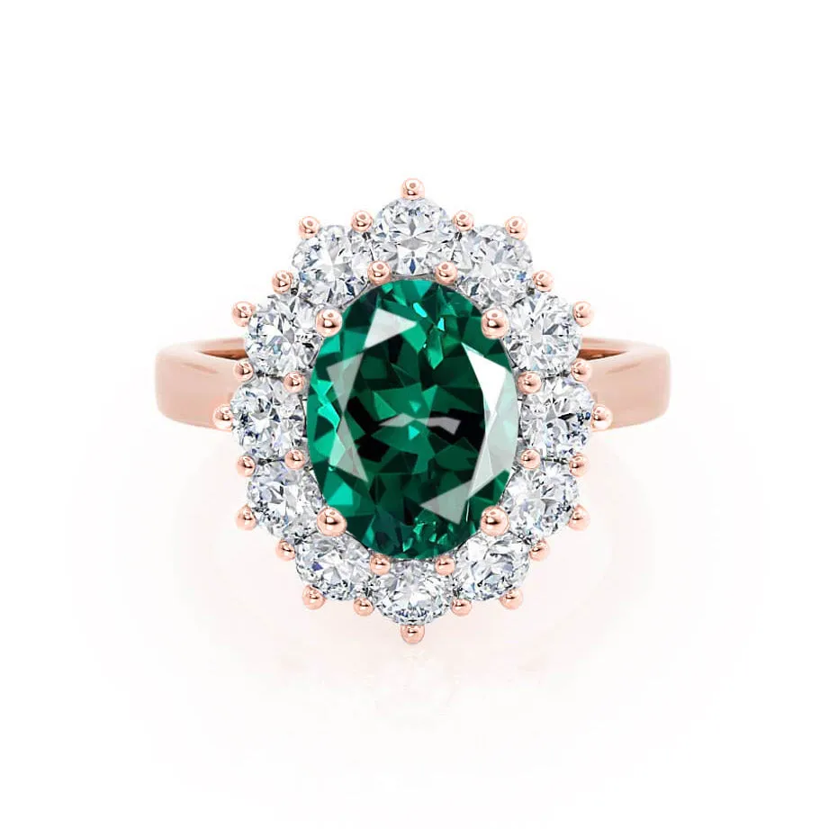 DIANA - Chatham® Emerald & Lab Diamond 18k Rose Gold