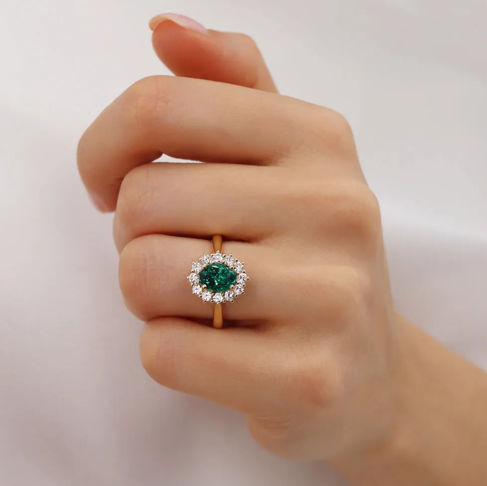 DIANA - Chatham® Emerald & Lab Diamond 18k Rose Gold