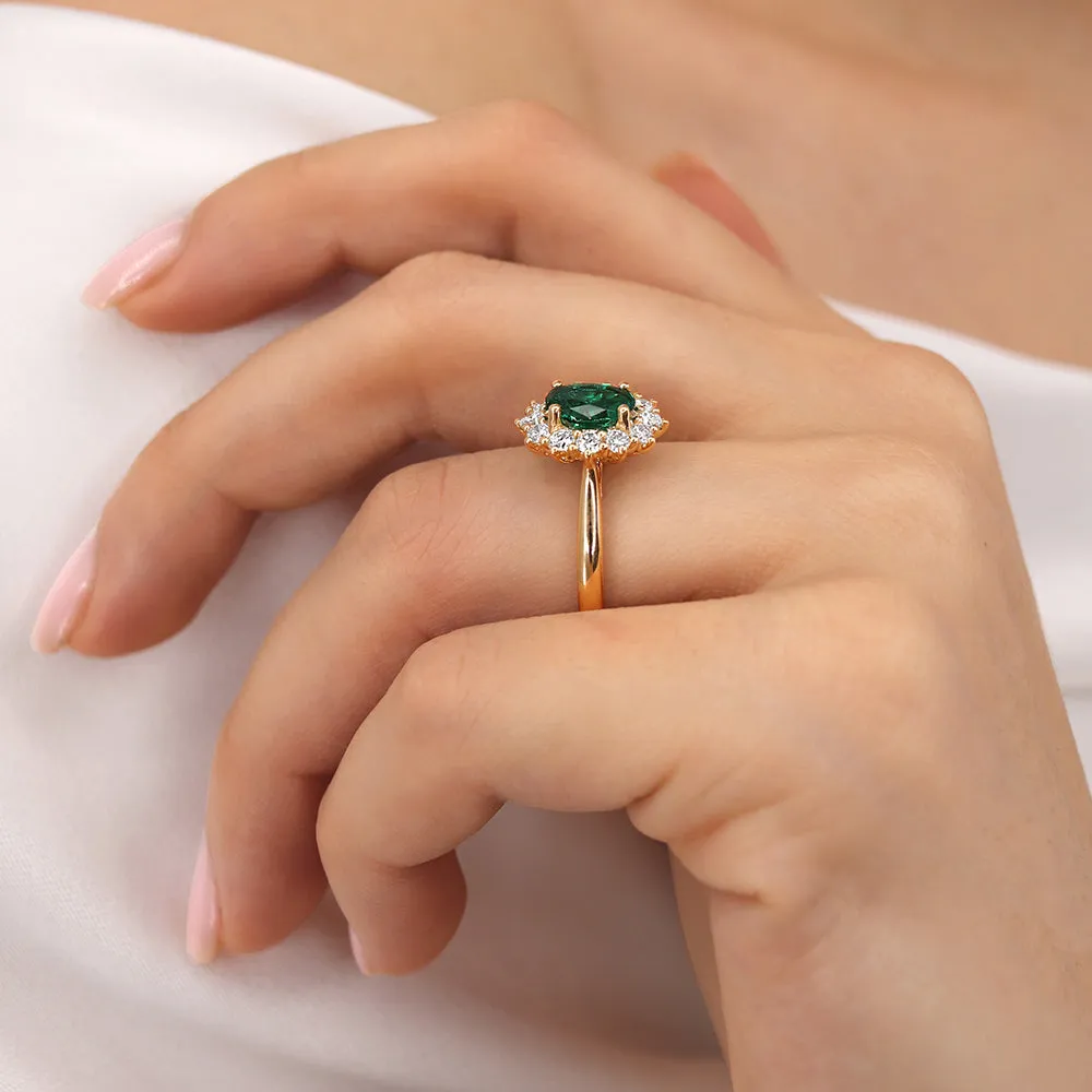 DIANA - Chatham® Emerald & Lab Diamond 18k Rose Gold