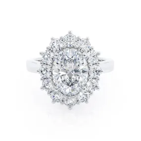 DIANA - Iconic Oval Moissanite & Lab Diamond Platinum 950 Halo