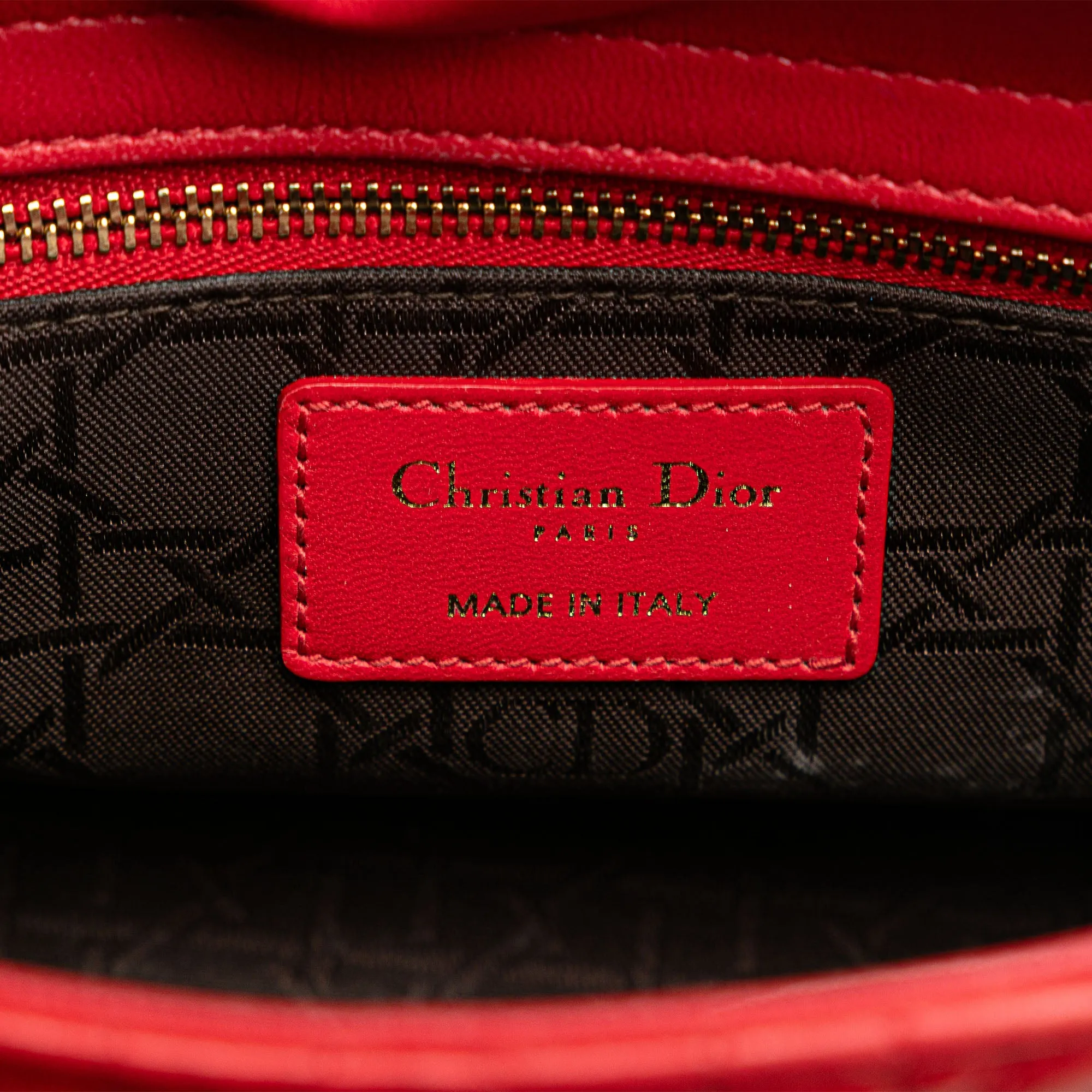 Dior Lady Dior Lucky Badges Small Red Cannage Lambskin