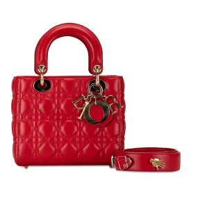 Dior Lady Dior Lucky Badges Small Red Cannage Lambskin