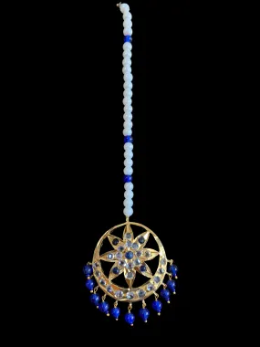 DJTK158 Akbari  tika in blue beads      (READY TO SHIP)