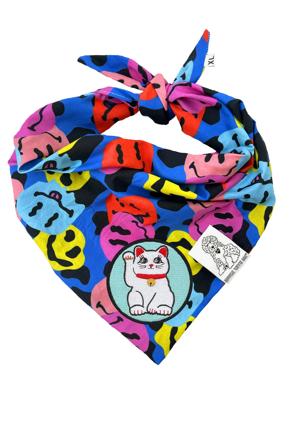 Dog Bandana Groovy Smiley Face - Customize with Interchangeable Velcro Patches