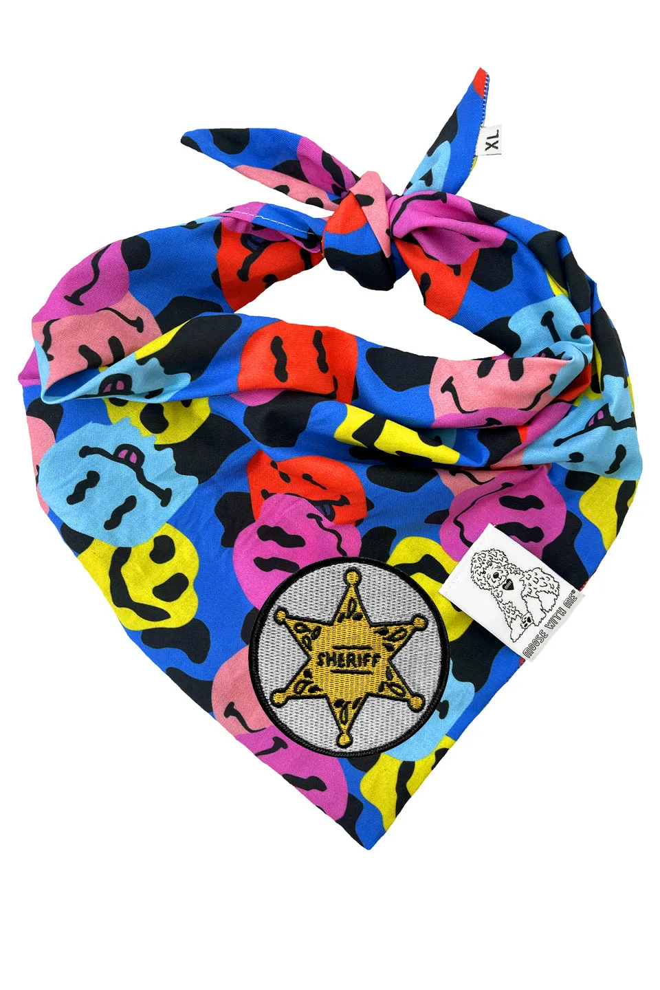 Dog Bandana Groovy Smiley Face - Customize with Interchangeable Velcro Patches