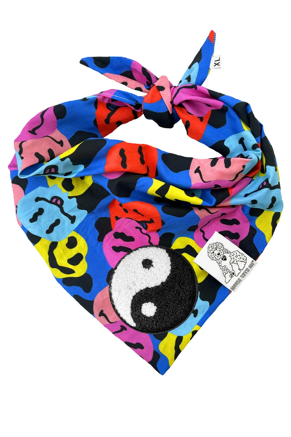 Dog Bandana Groovy Smiley Face - Customize with Interchangeable Velcro Patches