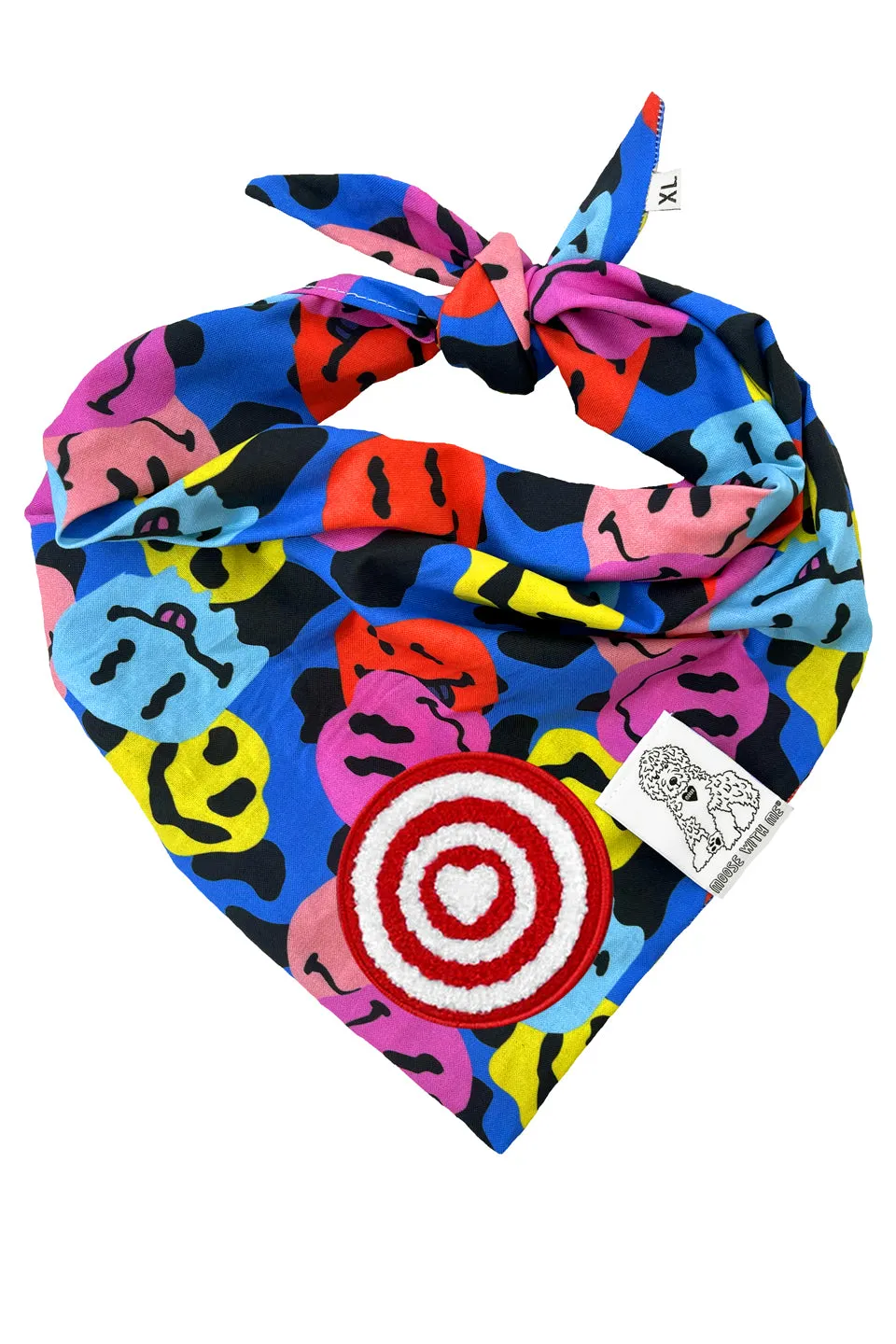 Dog Bandana Groovy Smiley Face - Customize with Interchangeable Velcro Patches