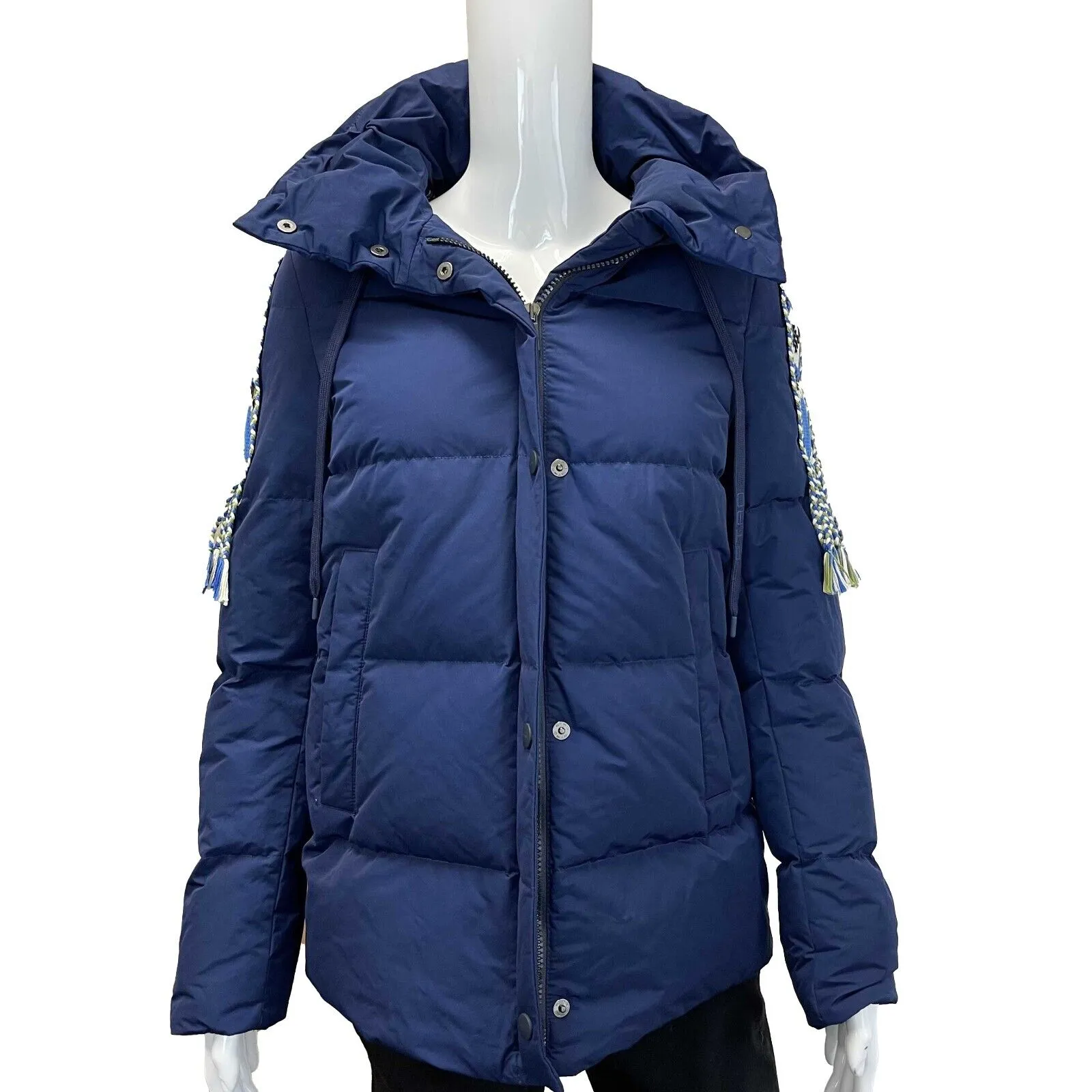 Etro NEW RUNWAY 2022/23 FW RUNWAY Folkloric Navy Puffer Down Jacket 36 XXS