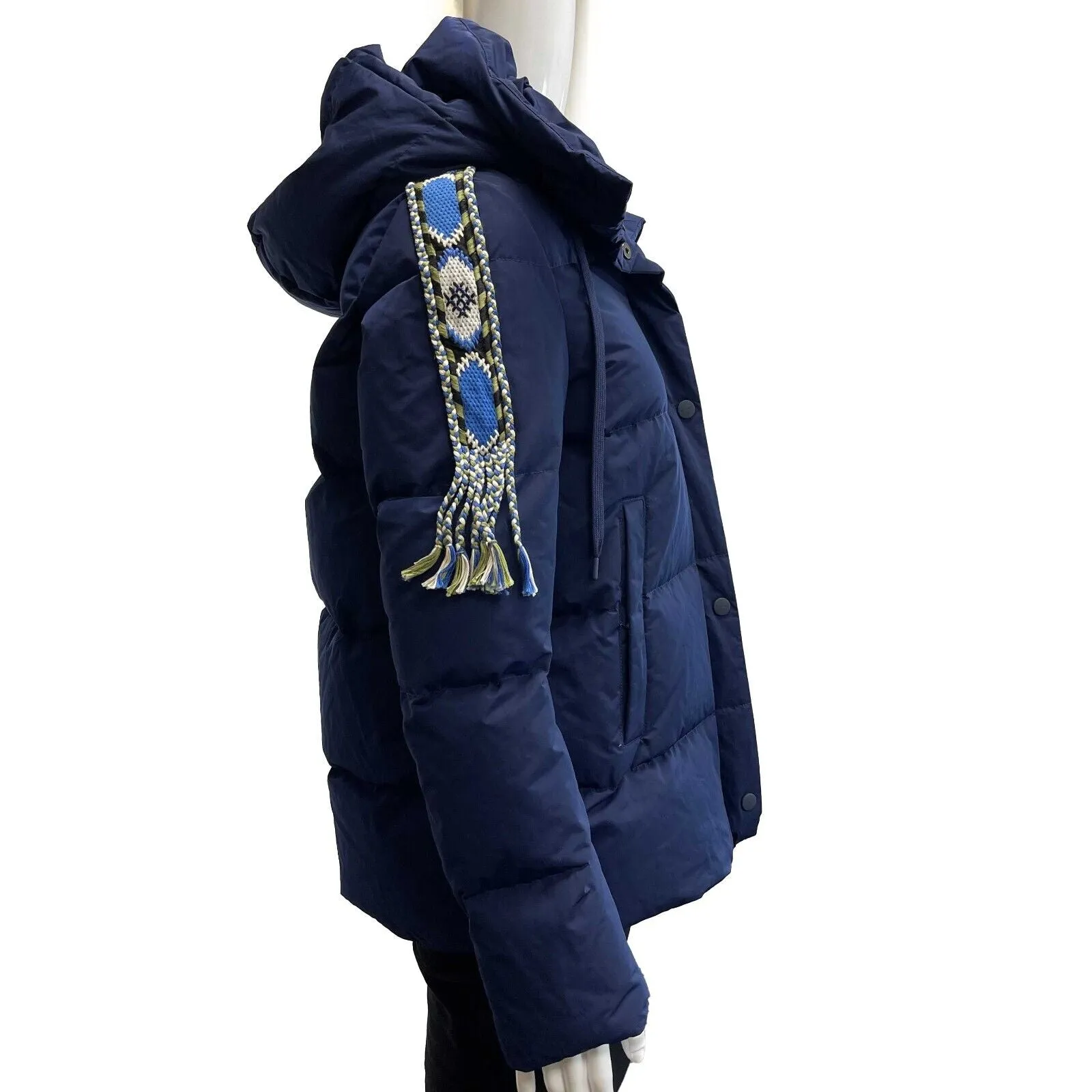 Etro NEW RUNWAY 2022/23 FW RUNWAY Folkloric Navy Puffer Down Jacket 36 XXS