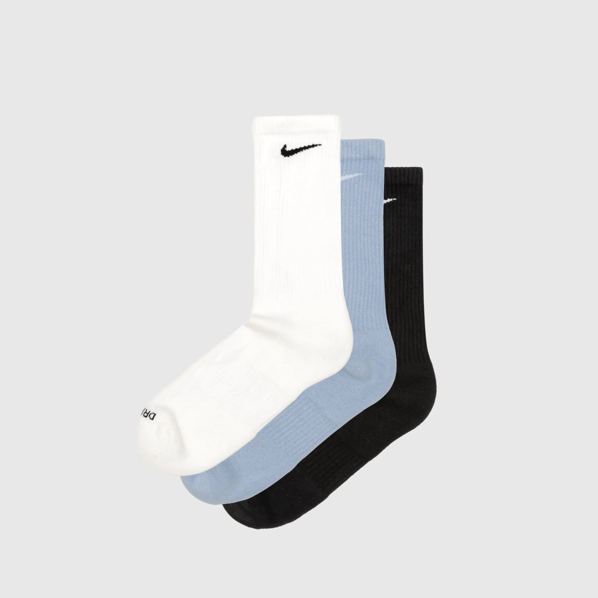 EVERYDAY PLUS CUSHIONED CREW SOCK "BLACK/WHITE/PASTEL BLUE"