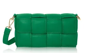 Fabucci Kelly Green Padded Leather Crossbody Bag