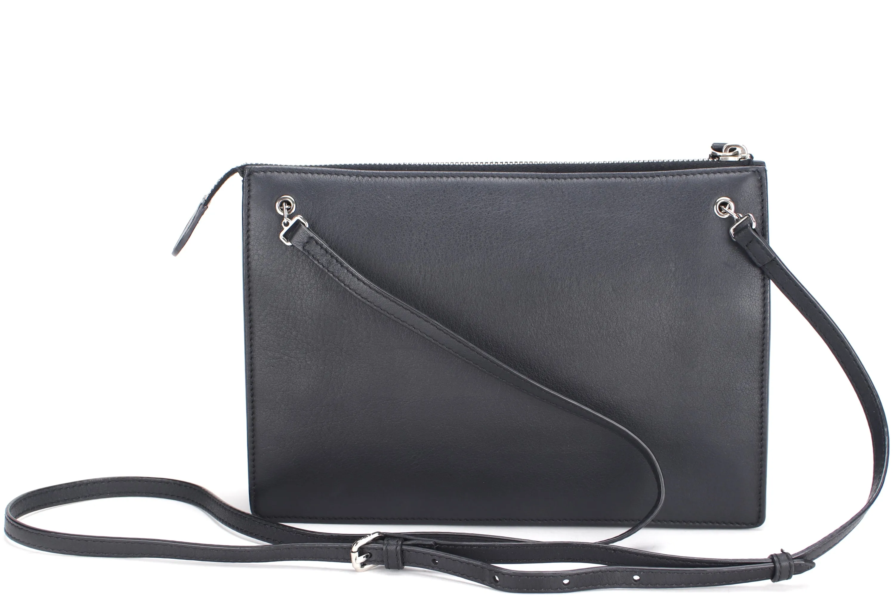 FENDI (8M0369-9DF · 178-7032) MULTICOLOR STUDDED CROSSBODY SMALL BLACK LEATHER SILVER HARDWARE, WITH CARD, STRAP & DUST COVER