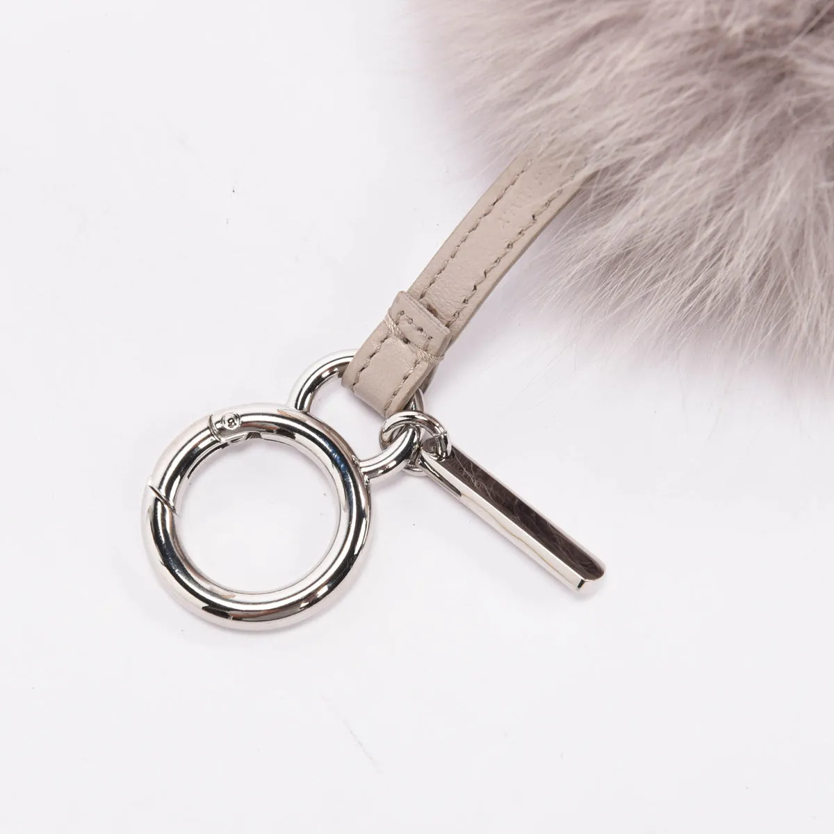 Fendi Light Grey Fur Pom Pom Bag Charm