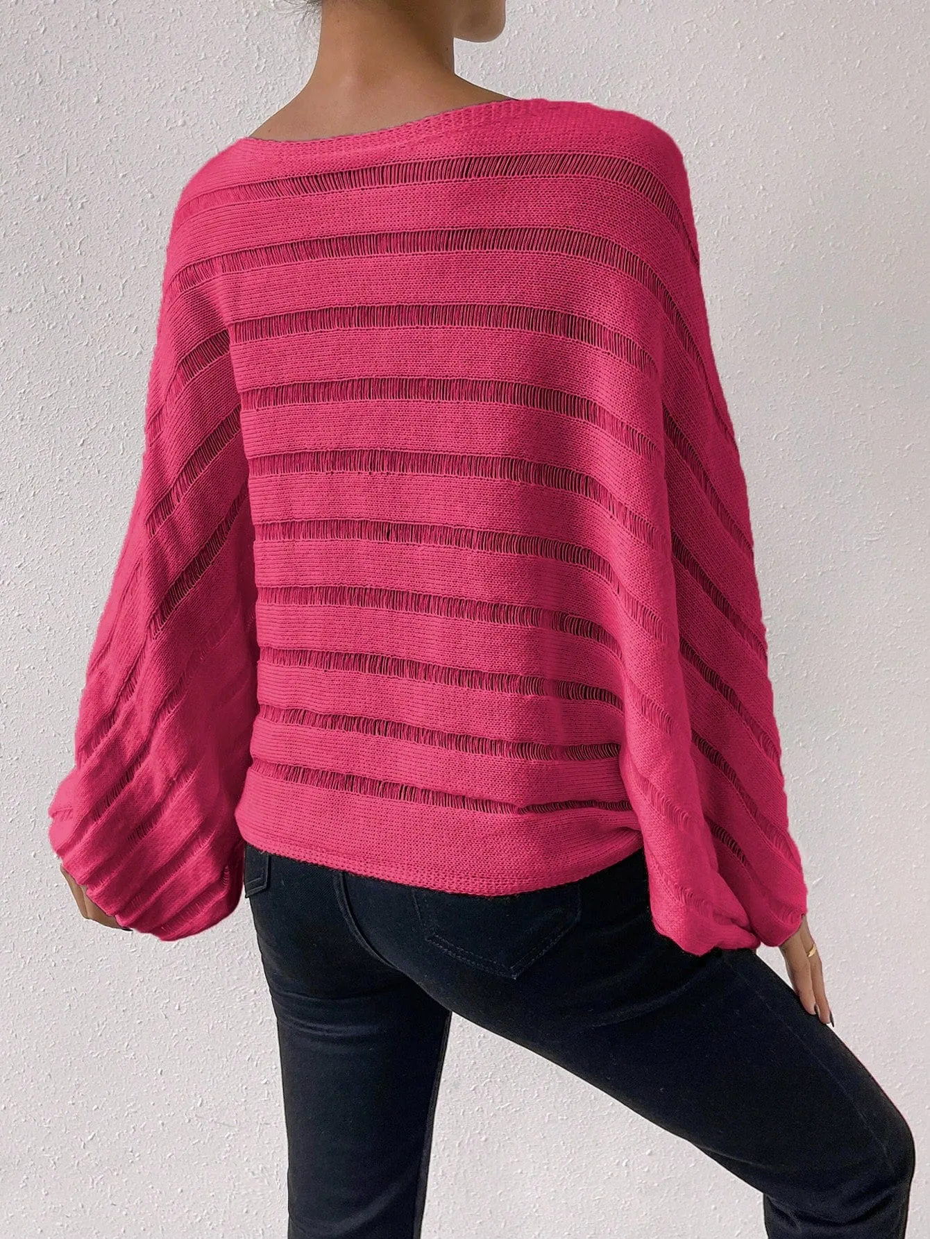 Flare Sleeve Pointelle Knit Sweater