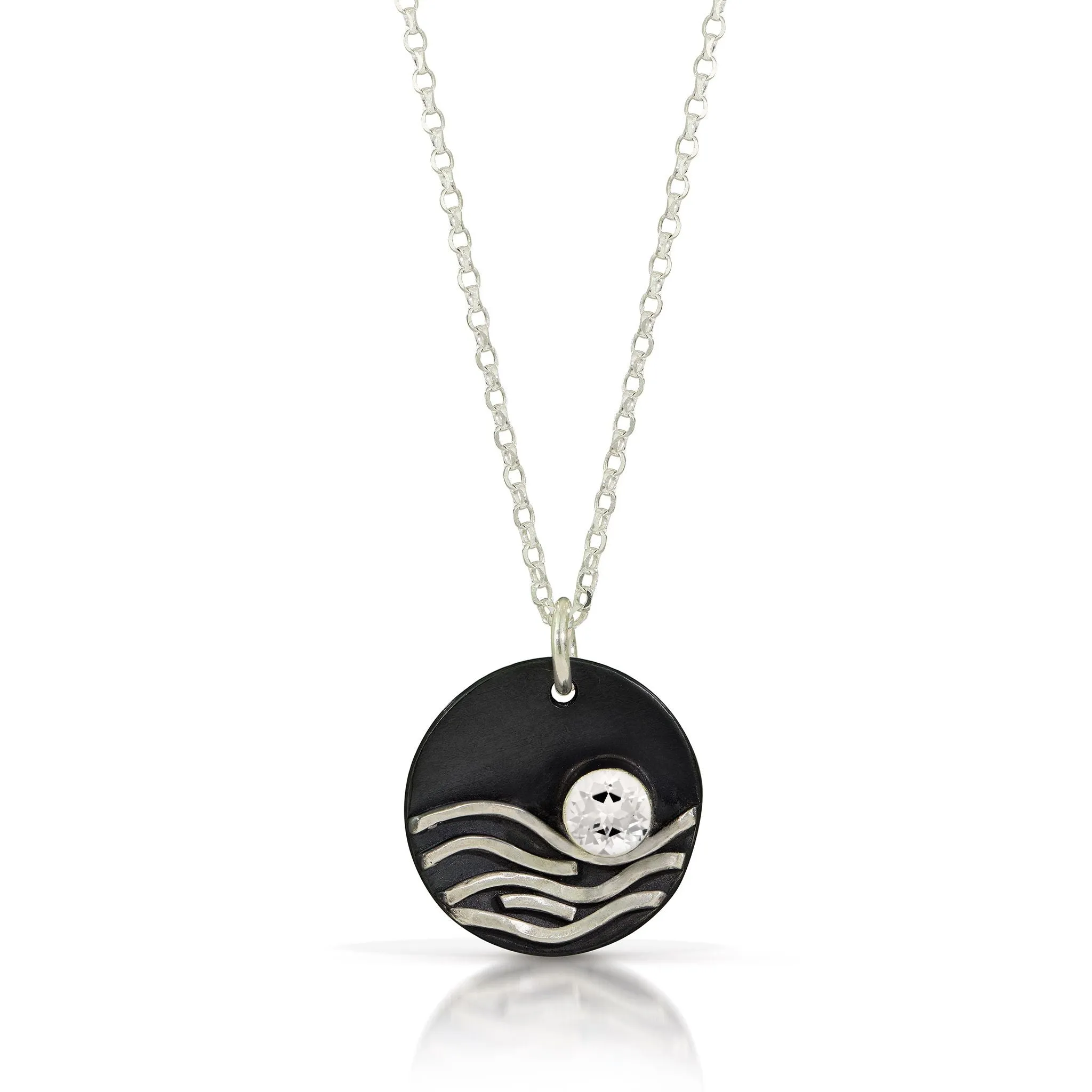 Gemstone Moon Reflections Wave Necklace