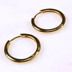 Gold Plated Huggie Hoop Earrings 15mm