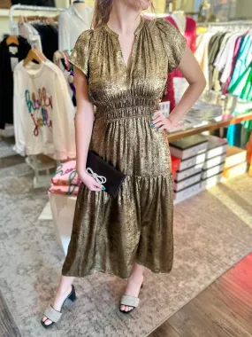 Gold Shine Midi Dress