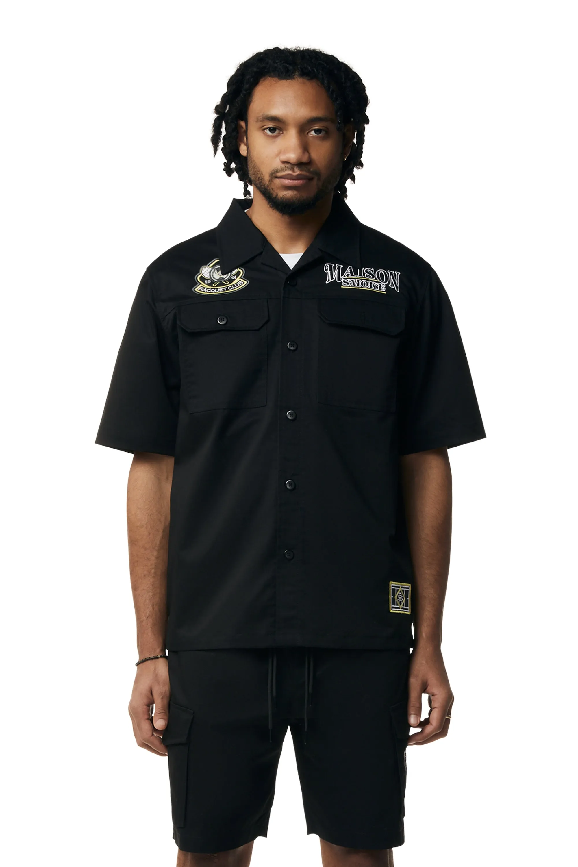 Graphic Polished Twill Shirt - Black