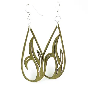 Grass Blade Drop Earrings: Black Satin~ Green Tree Jewelry