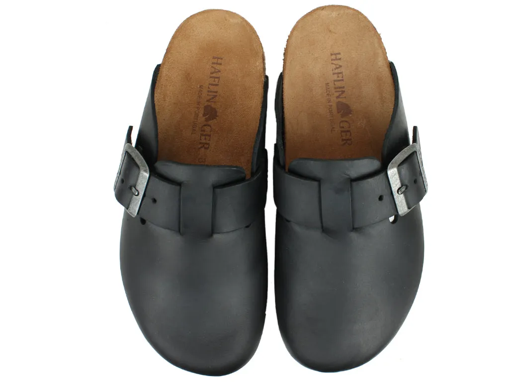 Haflinger Leather Clogs Porto Black