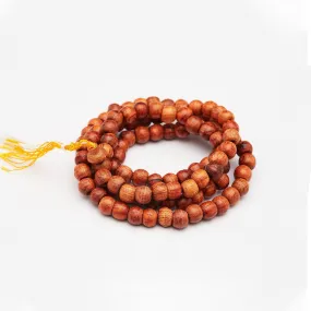 Hand Made Brown Wood Thai Wooden Mala Bead Necklace Bracelet