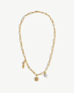 Harris Reed Symbols of Change Necklace | 18ct Gold Plated/Pearl & Labradorite