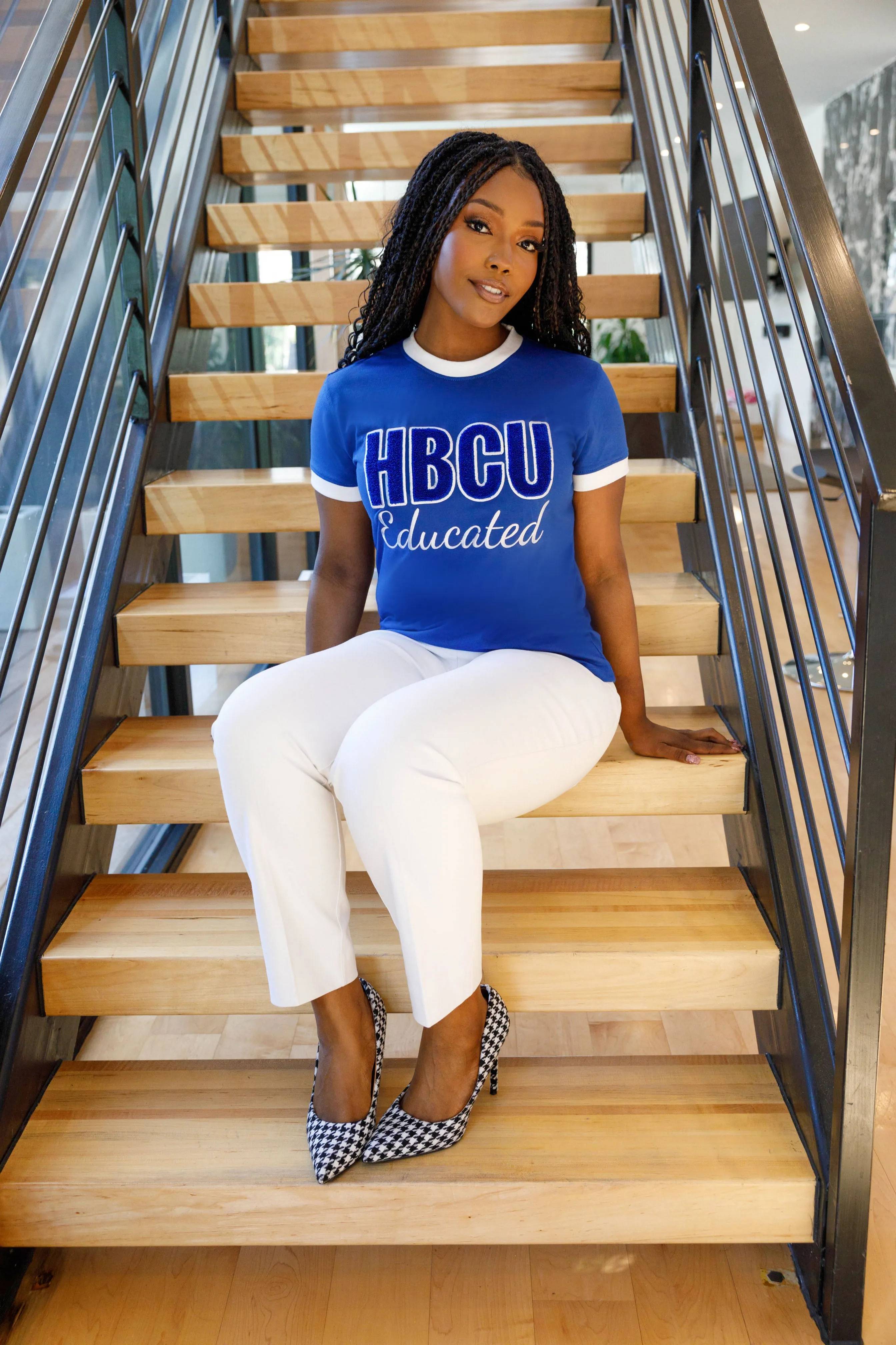 HBCU Women’s Blue/White Chenille Tee