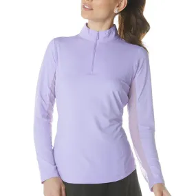 IBKUL Womens Long Sleeve Mock Solid Top - Lavender