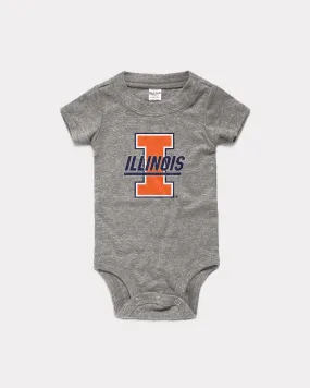 Illinois Block "I" Vintage Grey Onesie