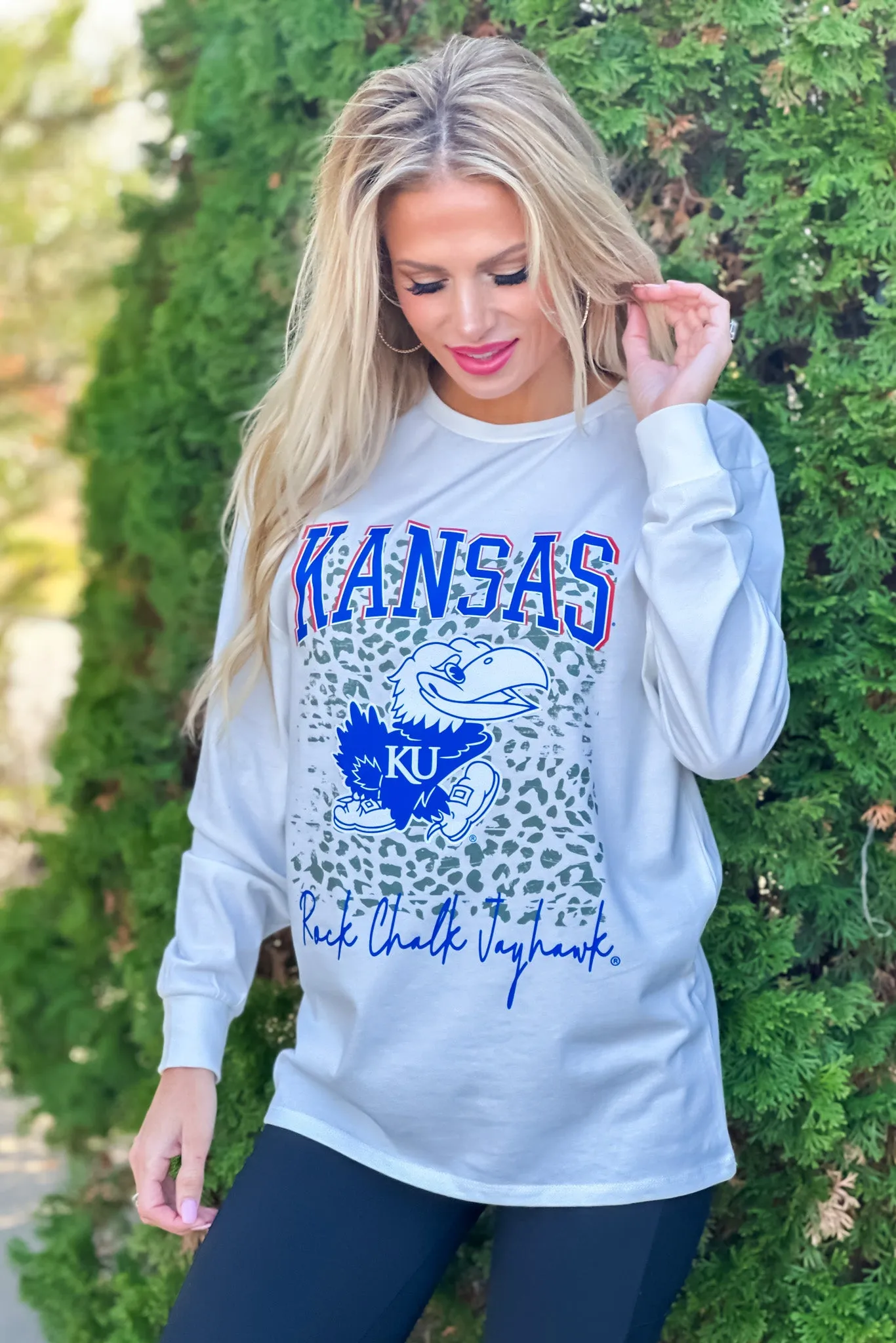 Kansas Jayhawks Wild Game Boyfriend Tee : White/Blue/Red