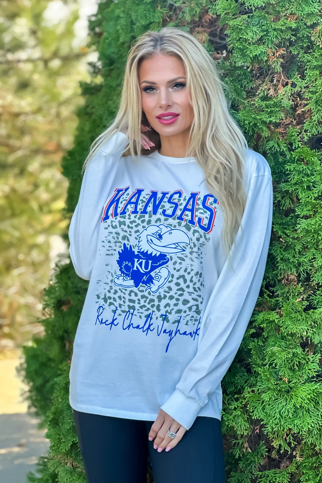 Kansas Jayhawks Wild Game Boyfriend Tee : White/Blue/Red