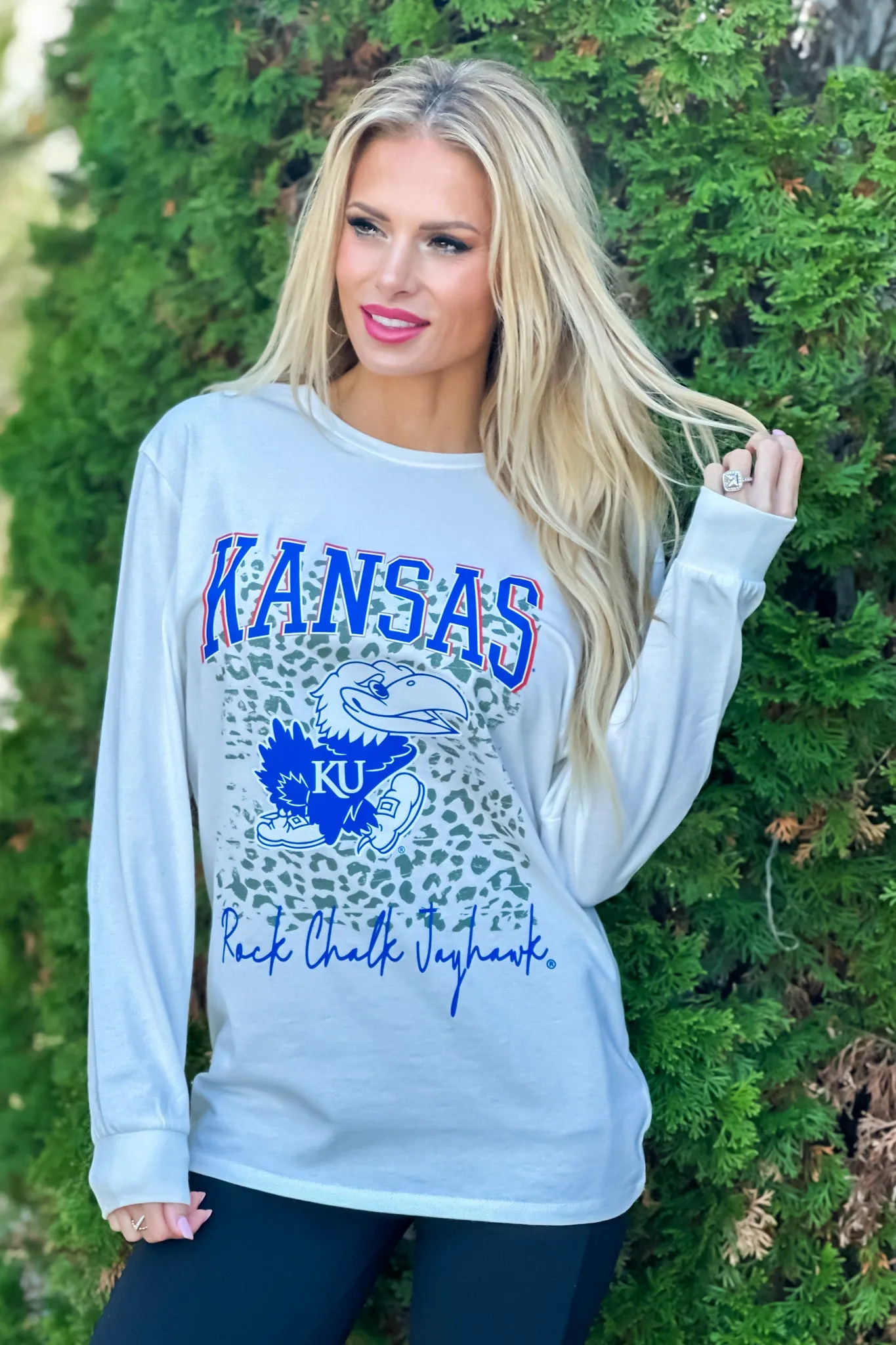 Kansas Jayhawks Wild Game Boyfriend Tee : White/Blue/Red