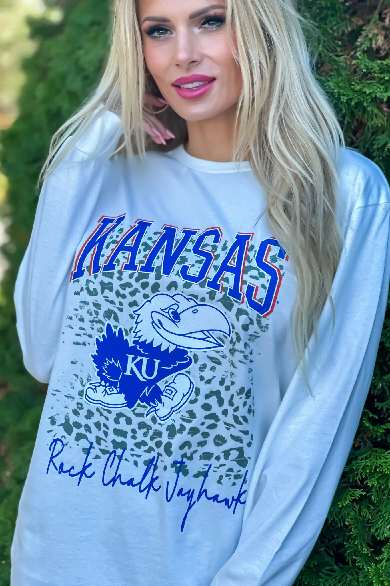 Kansas Jayhawks Wild Game Boyfriend Tee : White/Blue/Red