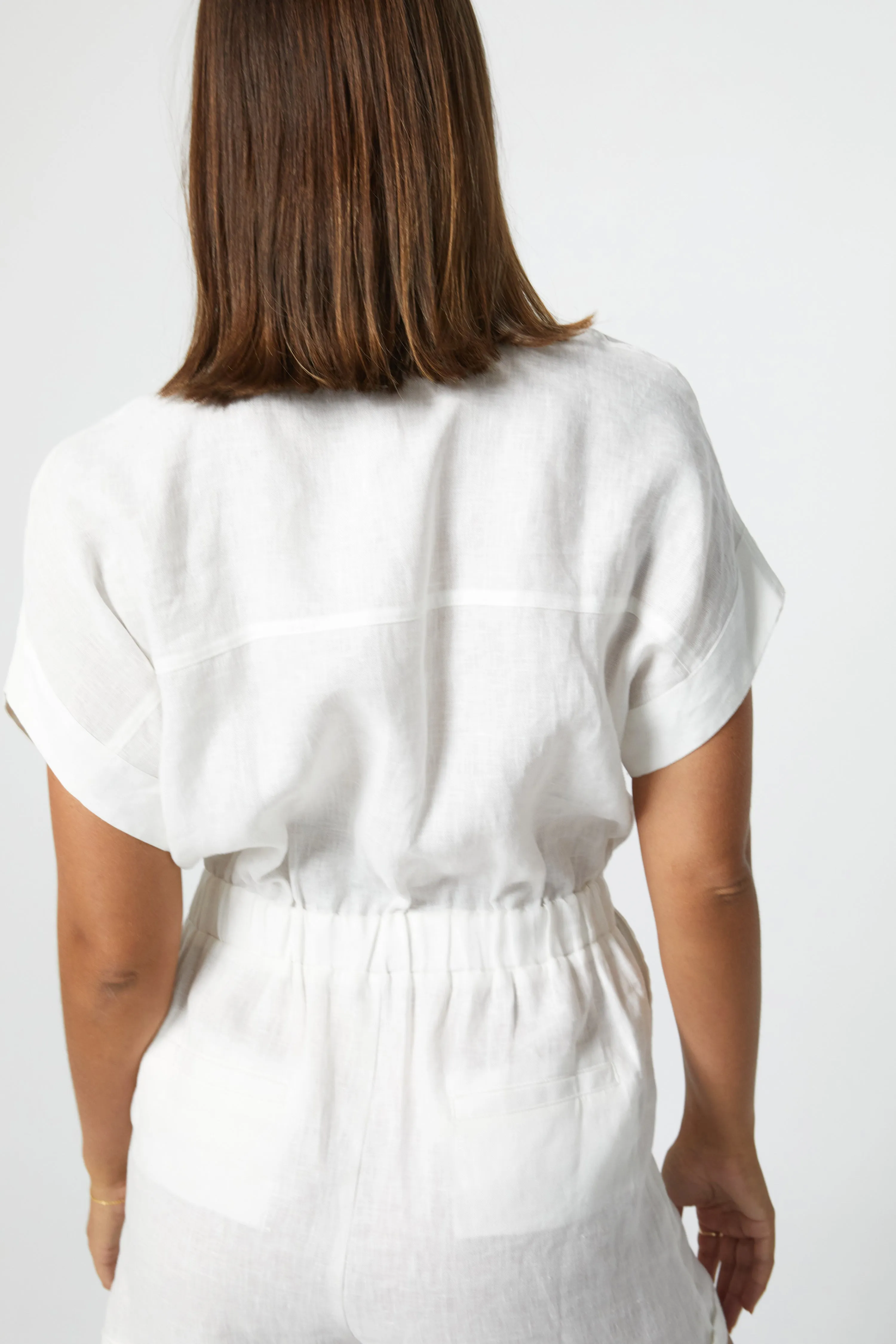 LENNON LINEN S/S JUMPSUIT - WHITE