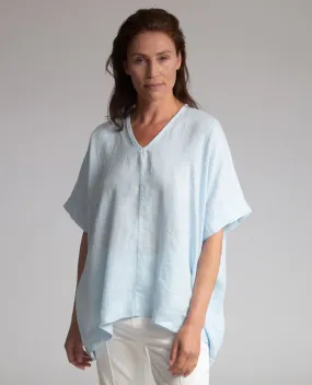 Leonor Linen Top In Pale Blue