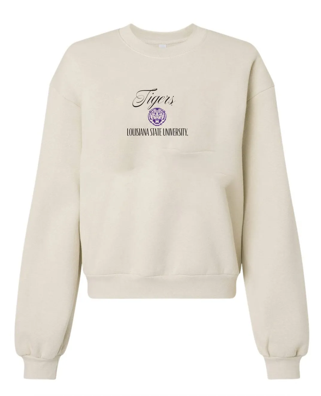 LSU Tigers Embroidered Script Cream Sweatshirt